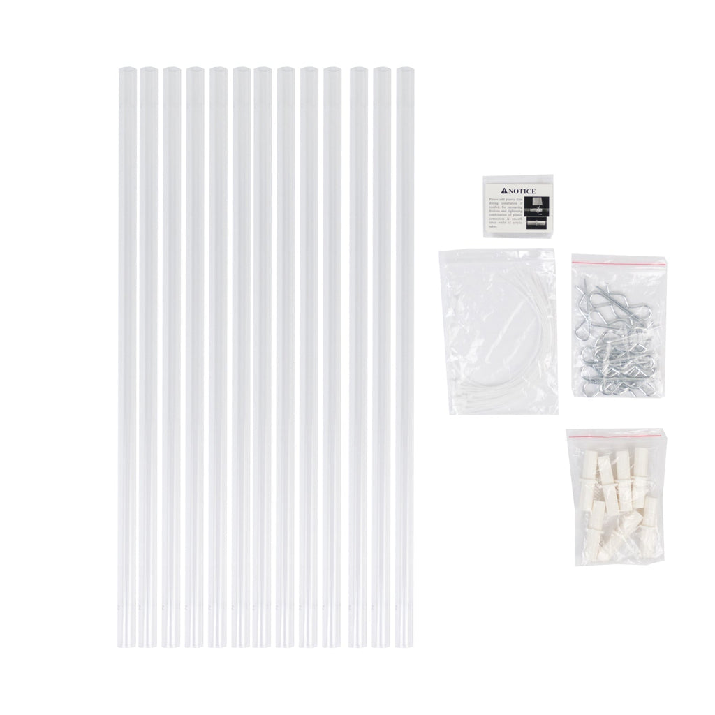 8 Pack Clear Acrylic Ceiling Drape Tubes with Position Fastening Pins and Connectors - 24" - Bell Racket Store