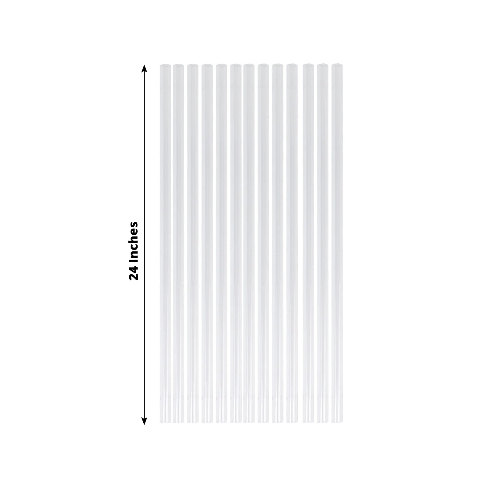 8 Pack Clear Acrylic Ceiling Drape Tubes with Position Fastening Pins and Connectors - 24" - Bell Racket Store