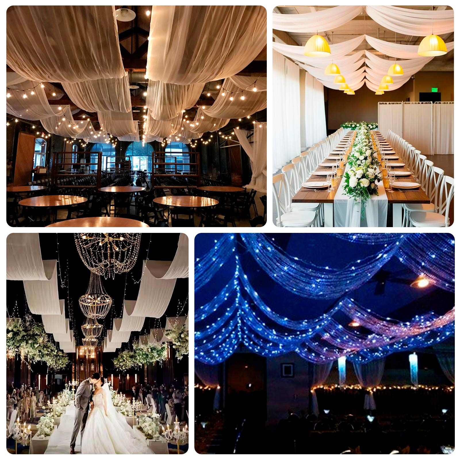 8 Pack Clear Acrylic Ceiling Drape Tubes with Position Fastening Pins and Connectors - 24" - Bell Racket Store