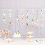 8 Pack Double Sided Floral Tea Party Paper Garland, 40" Pre - Assembled Mixed Teapot Banner Hanging Decorations - Bell Racket Store