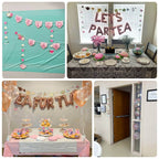 8 Pack Double Sided Floral Tea Party Paper Garland, 40" Pre - Assembled Mixed Teapot Banner Hanging Decorations - Bell Racket Store