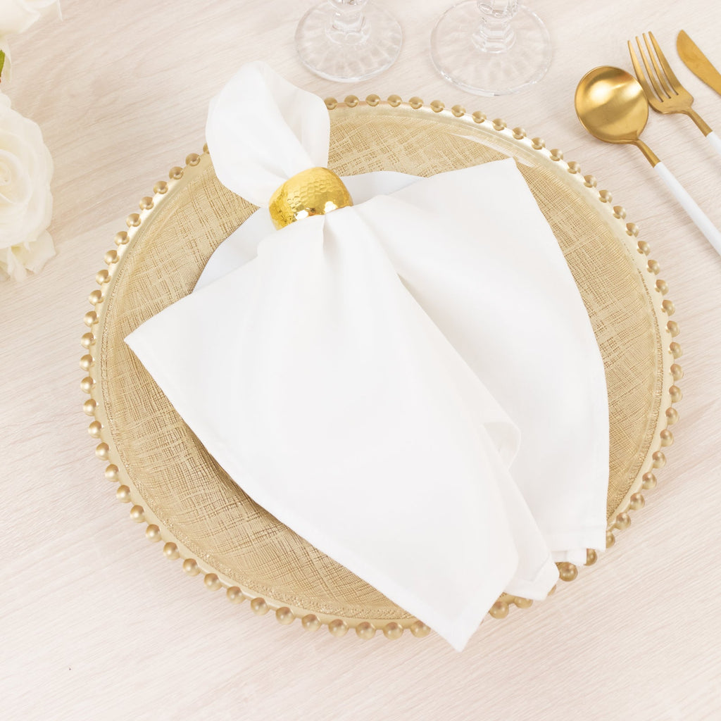 8 - Pack Glass Round Charger Plates 12" in Gold with Beaded Rim & Cross - Stitch Pattern, Event Tabletop Decorative Dinner Charger Tableware - Bell Racket Store