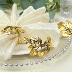 8 Pack Glossy Gold Metal Leaf Napkin Rings, Vintage Herb Napkin Holders - Bell Racket Store