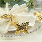 8 Pack Glossy Gold Metal Leaf Napkin Rings, Vintage Herb Napkin Holders - Bell Racket Store