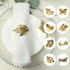8 Pack Glossy Gold Metal Leaf Napkin Rings, Vintage Herb Napkin Holders - Bell Racket Store