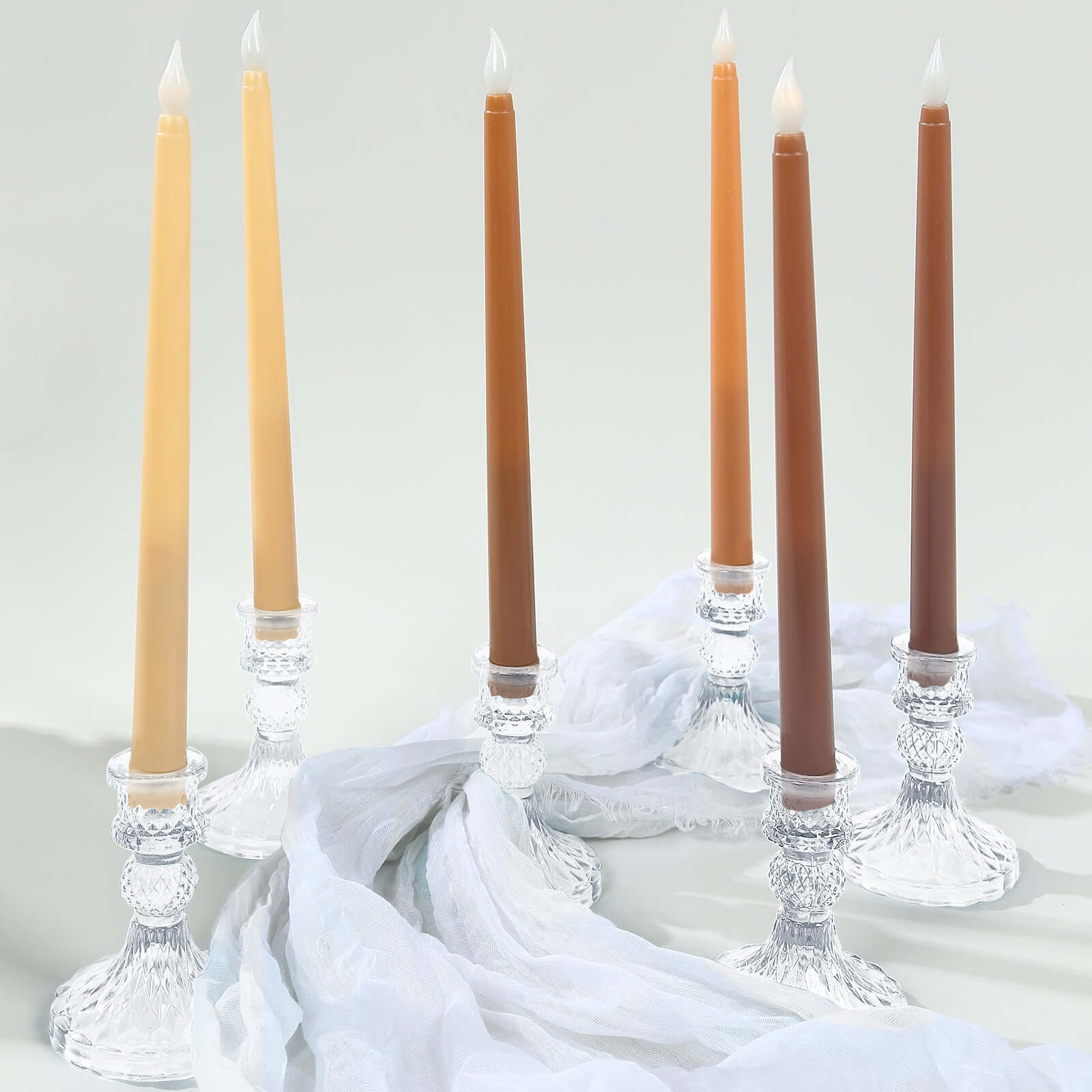 8 - Pack LED Flickering Lighting Mixed Natural - Flameless Battery Operated Taper Candles 11" - Bell Racket Store