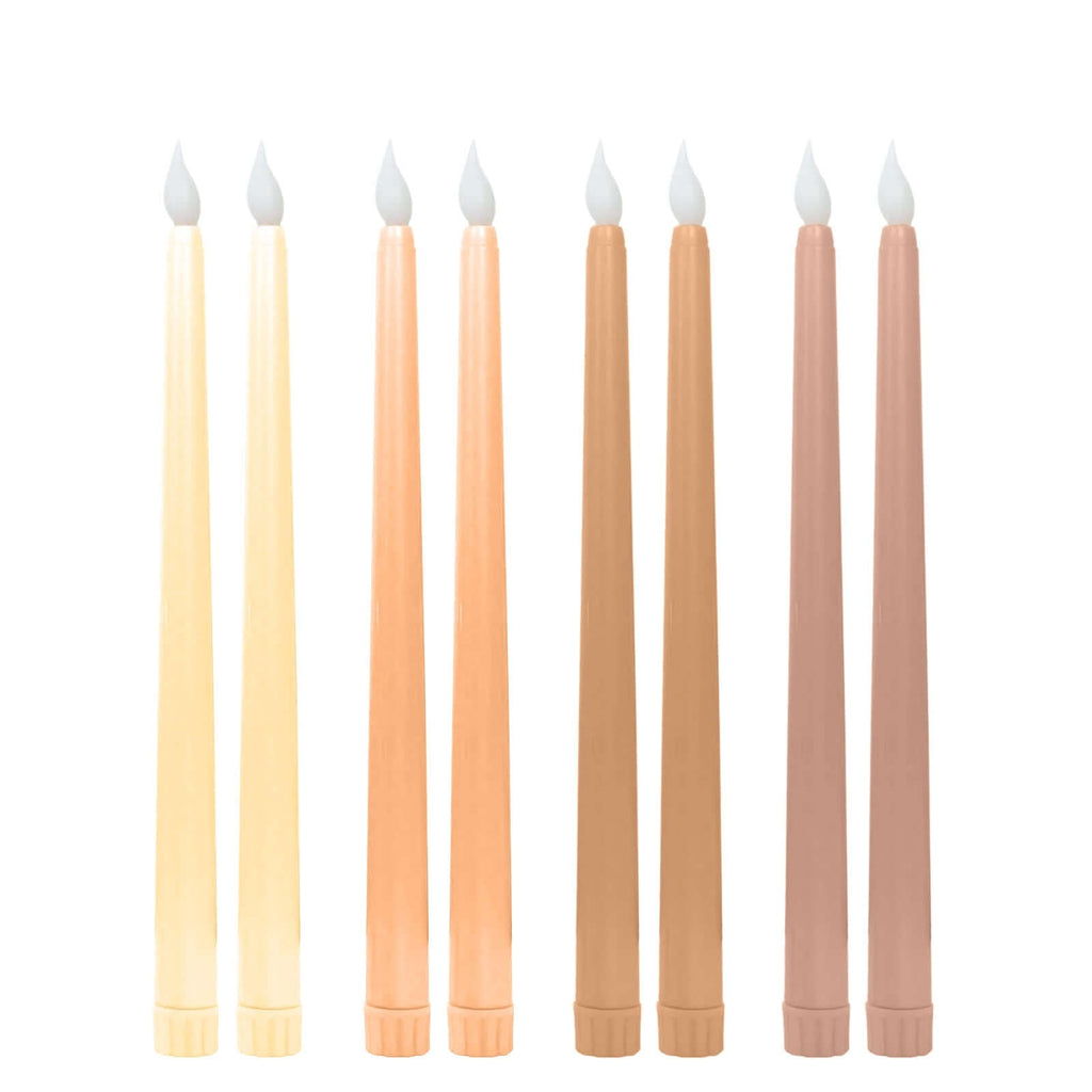 8 - Pack LED Flickering Lighting Mixed Natural - Flameless Battery Operated Taper Candles 11" - Bell Racket Store