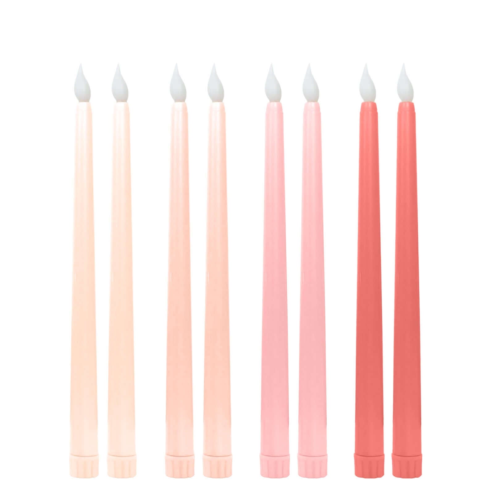 8 - Pack LED Flickering Lighting Mixed Pink - Flameless Battery Operated Taper Candles 11" - Bell Racket Store