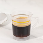 8 - Pack Plastic Coffee Mugs Clear with Gold Stripes - Sturdy Disposable Cups for Coffee and Tea 8oz 3.5" - Bell Racket Store