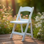 8 - Pack Resin Chairs with Vinyl Padded Seat for Folding Use White â€“ Stylish Design for Indoor or Outdoor Weddings & Gatherings - Bell Racket Store