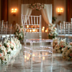 8 Pack Resin Chiavari Chairs Transparent and Stackable Clear - Sleek Armless Design for Weddings & Gatherings - Bell Racket Store