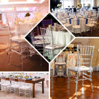 8 Pack Resin Chiavari Chairs Transparent and Stackable Clear - Sleek Armless Design for Weddings & Gatherings - Bell Racket Store