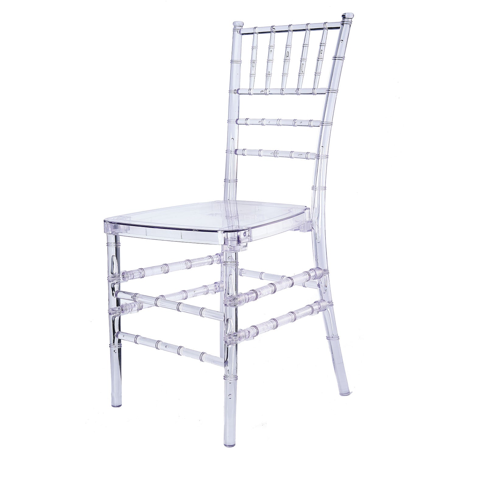 8 Pack Resin Chiavari Chairs Transparent and Stackable Clear - Sleek Armless Design for Weddings & Gatherings - Bell Racket Store