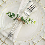 8 Pack Rustic Green Eucalyptus Leaf Wooden Beaded Jute Napkin Rings, Handmade Farmhouse Burlap Napkin Serviette Buckle Holders - Bell Racket Store