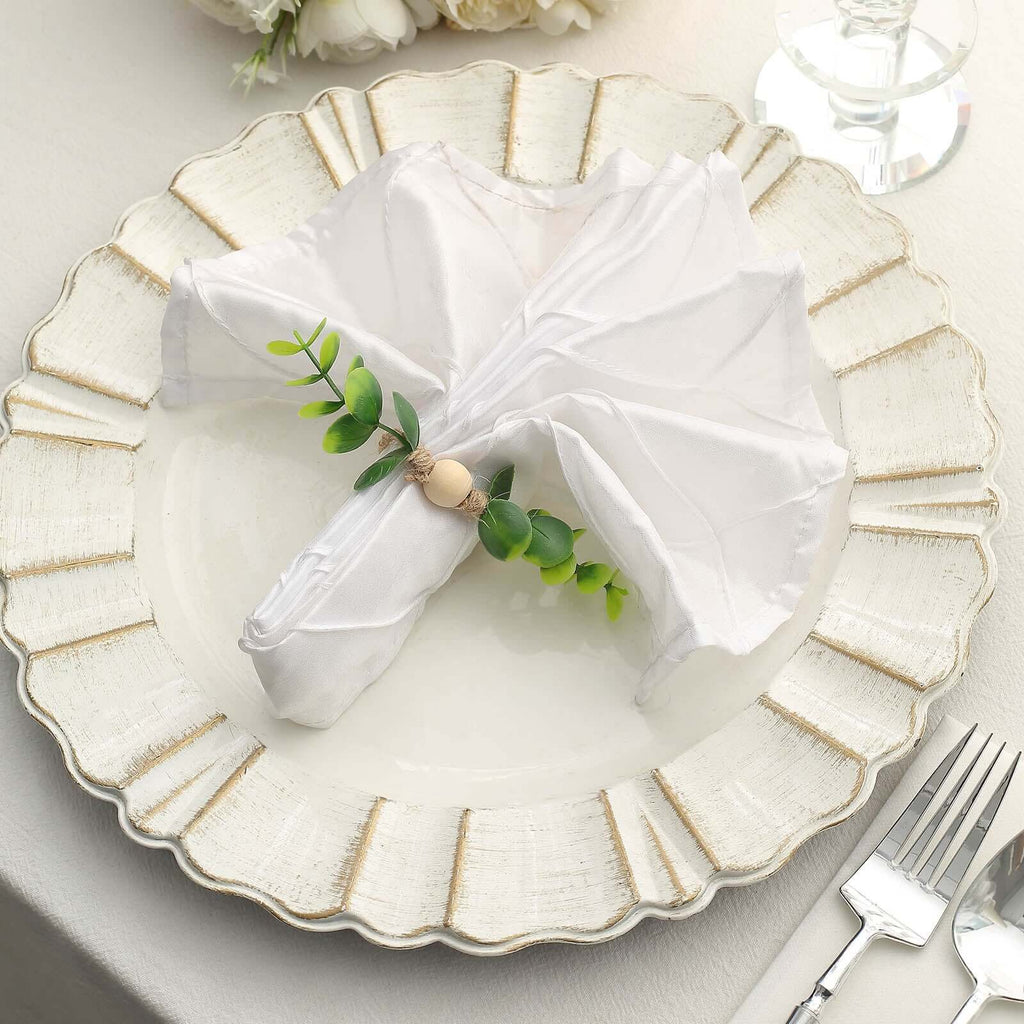 8 Pack Rustic Green Eucalyptus Leaf Wooden Beaded Jute Napkin Rings, Handmade Farmhouse Burlap Napkin Serviette Buckle Holders - Bell Racket Store