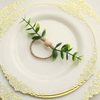 8 Pack Rustic Green Eucalyptus Leaf Wooden Beaded Jute Napkin Rings, Handmade Farmhouse Burlap Napkin Serviette Buckle Holders - Bell Racket Store