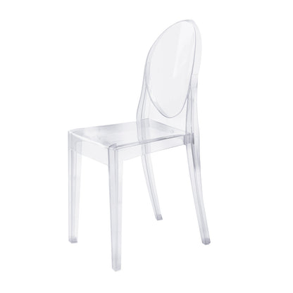 8 Pack Stackable Clear Acrylic Ghost Banquet Chairs with Oval Back, Fully Assembled Armless Event Accent Chair - Bell Racket Store