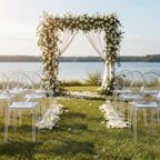 8 Pack Stackable Clear Acrylic Ghost Banquet Chairs with Oval Back, Fully Assembled Armless Event Accent Chair - Bell Racket Store