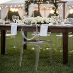 8 Pack Stackable Clear Acrylic Ghost Banquet Chairs with Oval Back, Fully Assembled Armless Event Accent Chair - Bell Racket Store