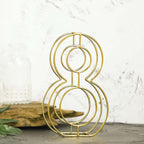 8" Tall Gold Freestanding 3D Decorative Metal Wire Numbers, Wedding Table Numbers -8