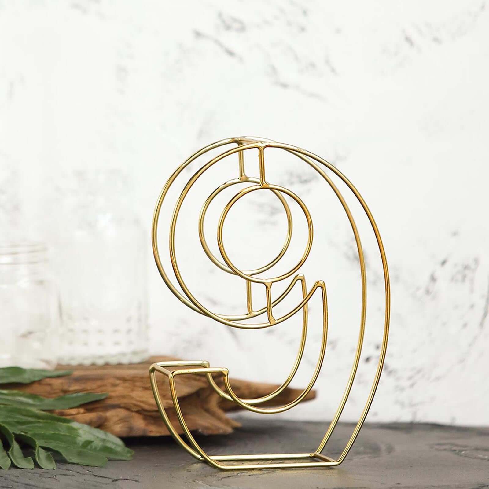 8" Tall Gold Freestanding 3D Decorative Metal Wire Numbers, Wedding Table Numbers -9