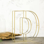 8" Tall Gold Freestanding 3D Decorative Wire Letter, Wedding Centerpiece - D