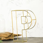 8" Tall Gold Freestanding 3D Decorative Wire Letter, Wedding Centerpiece - P