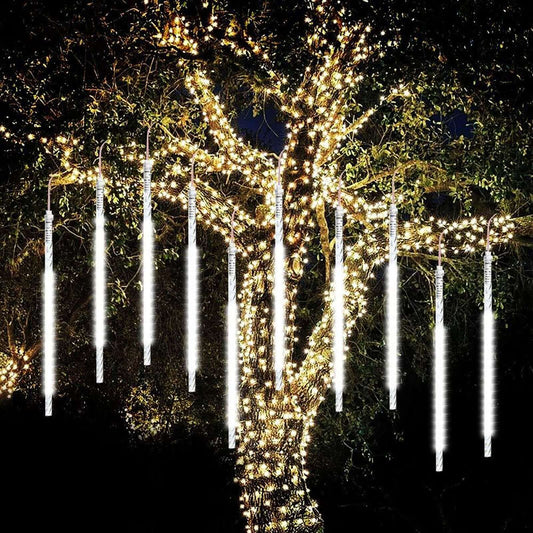 8 Tubes LED Hanging String Lights Icicle Design Clear - Waterproof Snowfall Effect 12" - NestOCart
