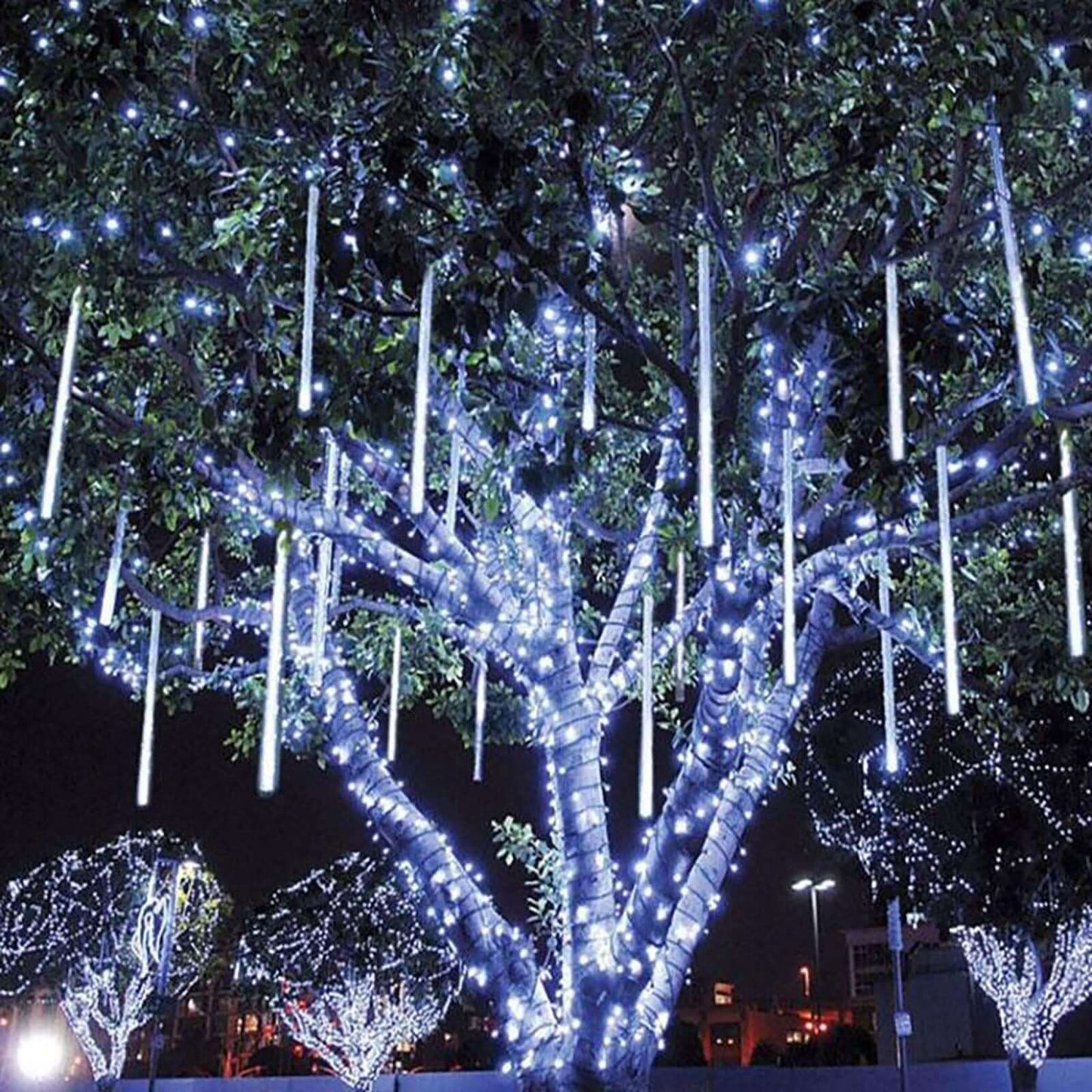 8 Tubes LED Hanging String Lights Icicle Design Clear - Waterproof Snowfall Effect 12" - NestOCart