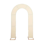 8ft Beige Spandex Fitted Open Arch Wedding Arch Cover, Double - Sided U - Shaped Backdrop Slipcover - Bell Racket Store