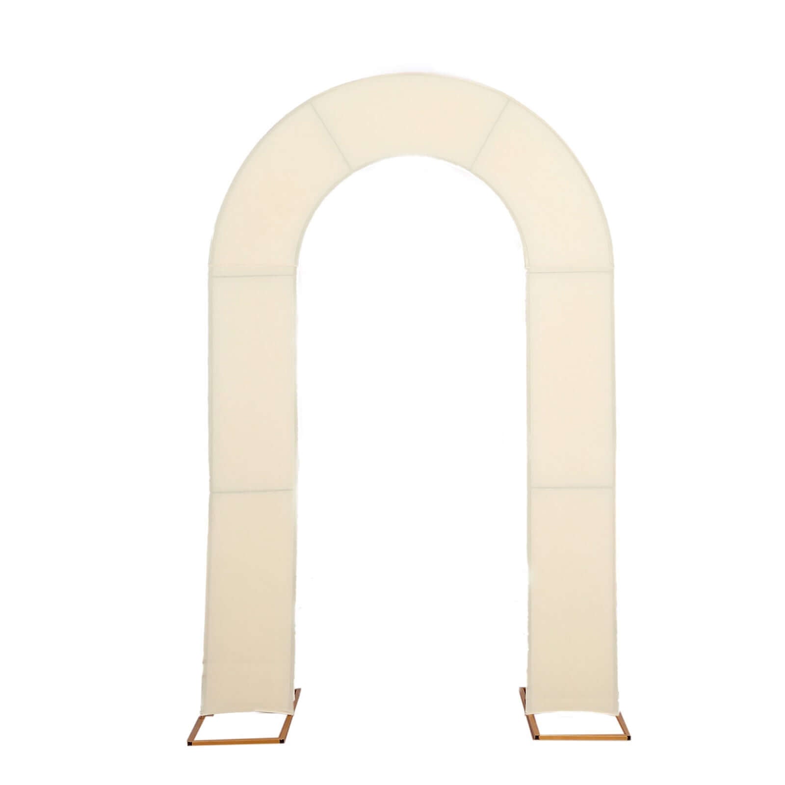 8ft Beige Spandex Fitted Open Arch Wedding Arch Cover, Double - Sided U - Shaped Backdrop Slipcover - Bell Racket Store