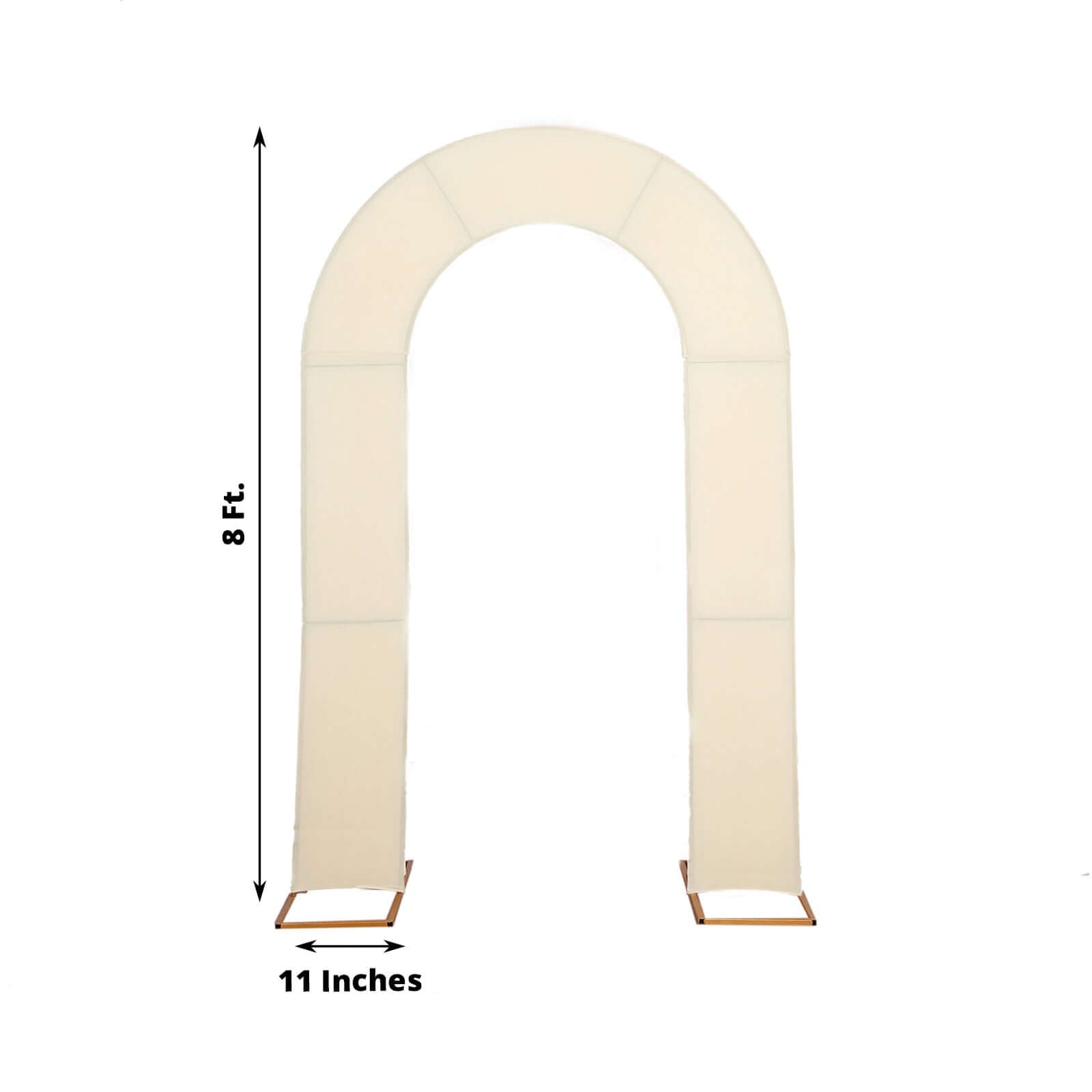 8ft Beige Spandex Fitted Open Arch Wedding Arch Cover, Double - Sided U - Shaped Backdrop Slipcover - Bell Racket Store