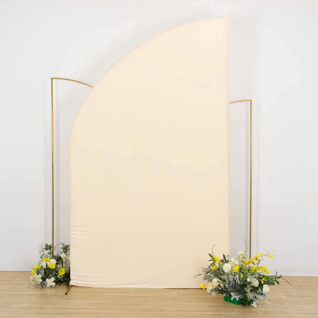 8ft Beige Spandex Fitted Wedding Arch Cover For Half Moon Top Chiara Backdrop Stand - Bell Racket Store