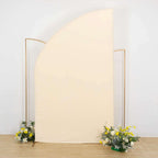 8ft Beige Spandex Fitted Wedding Arch Cover For Half Moon Top Chiara Backdrop Stand - Bell Racket Store