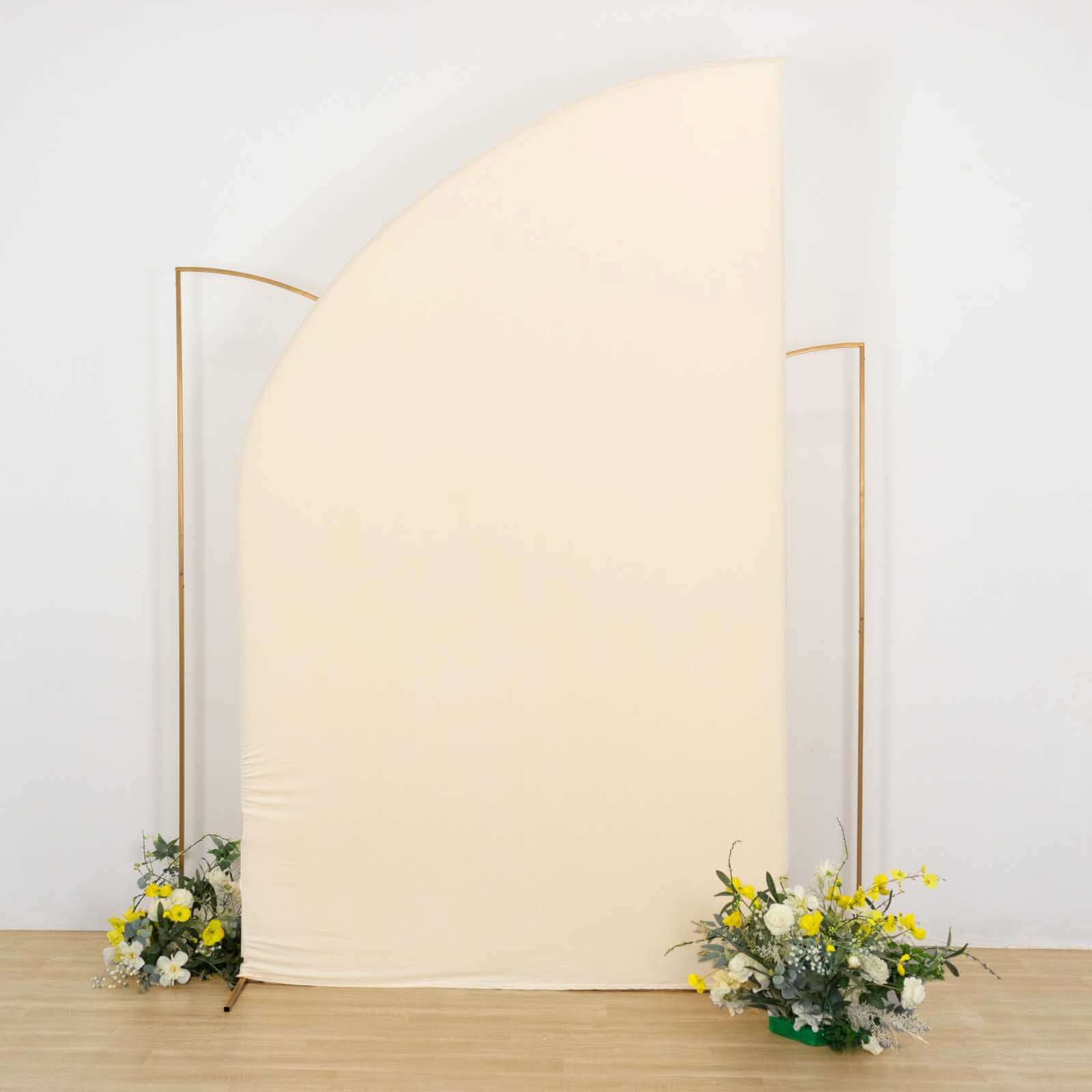 8ft Beige Spandex Fitted Wedding Arch Cover For Half Moon Top Chiara Backdrop Stand - Bell Racket Store
