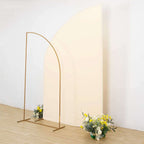 8ft Beige Spandex Fitted Wedding Arch Cover For Half Moon Top Chiara Backdrop Stand - Bell Racket Store
