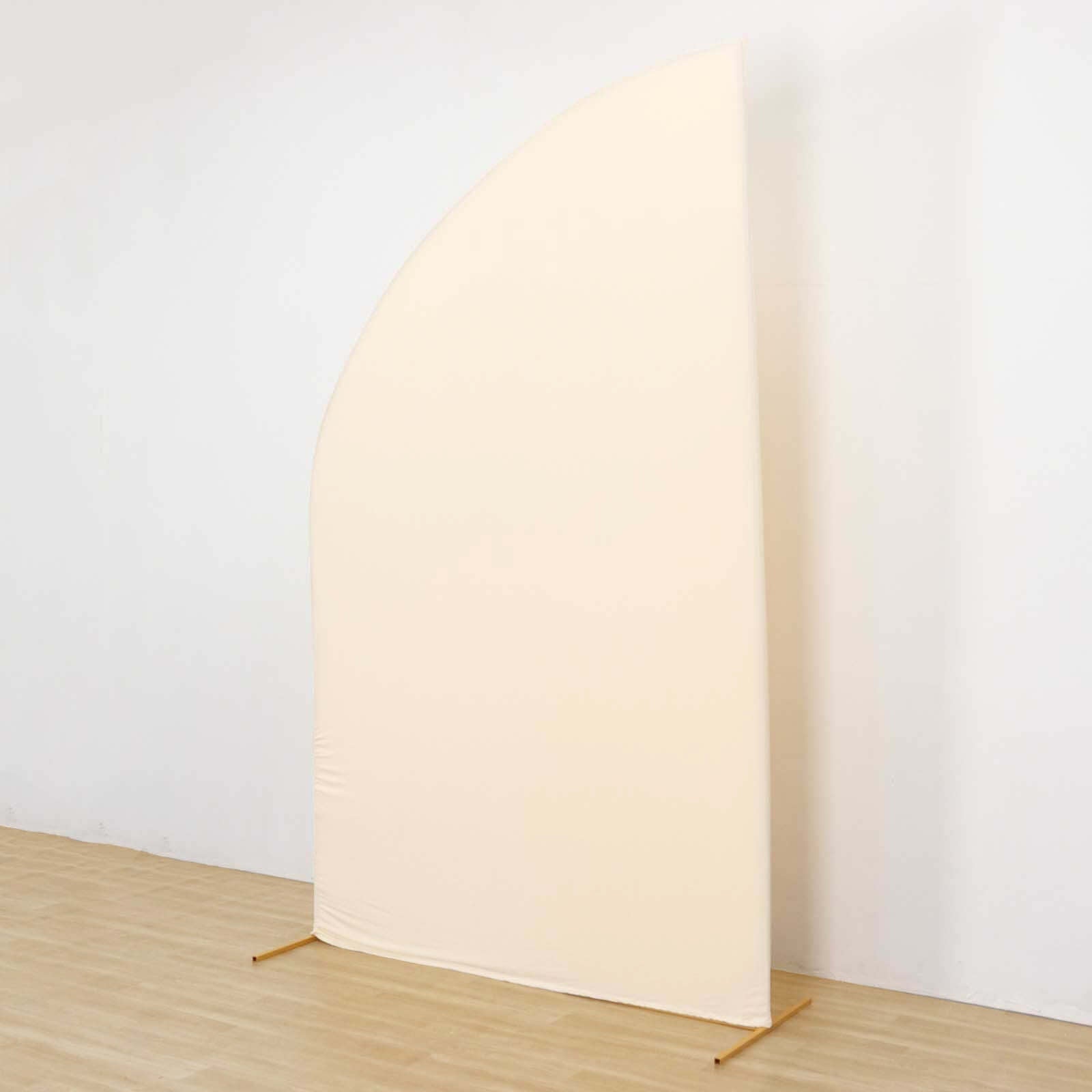 8ft Beige Spandex Fitted Wedding Arch Cover For Half Moon Top Chiara Backdrop Stand - Bell Racket Store