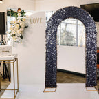 8ft Black Double Sided Big Payette Sequin Open Arch Wedding Arch Cover, U - Shaped Fitted Wedding Backdrop Slipcover - Bell Racket Store