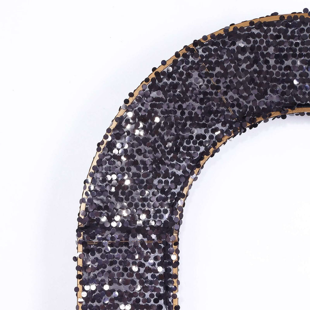 8ft Black Double Sided Big Payette Sequin Open Arch Wedding Arch Cover, U - Shaped Fitted Wedding Backdrop Slipcover - Bell Racket Store