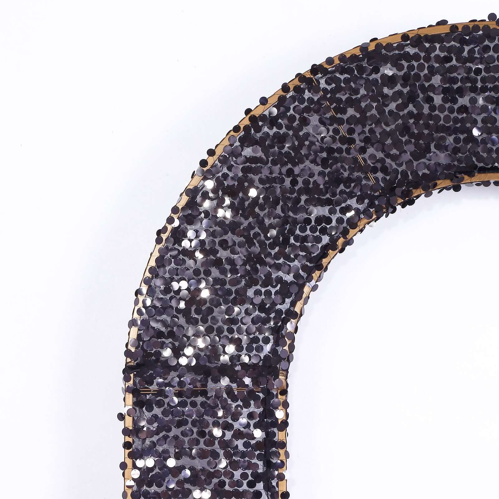 8ft Black Double Sided Big Payette Sequin Open Arch Wedding Arch Cover, U - Shaped Fitted Wedding Backdrop Slipcover - Bell Racket Store