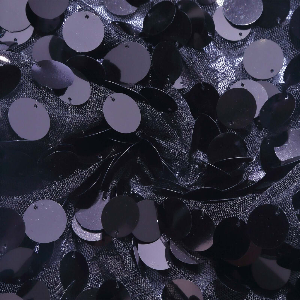 8ft Black Double Sided Big Payette Sequin Open Arch Wedding Arch Cover, U - Shaped Fitted Wedding Backdrop Slipcover - Bell Racket Store