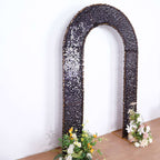 8ft Black Double Sided Big Payette Sequin Open Arch Wedding Arch Cover, U - Shaped Fitted Wedding Backdrop Slipcover - Bell Racket Store