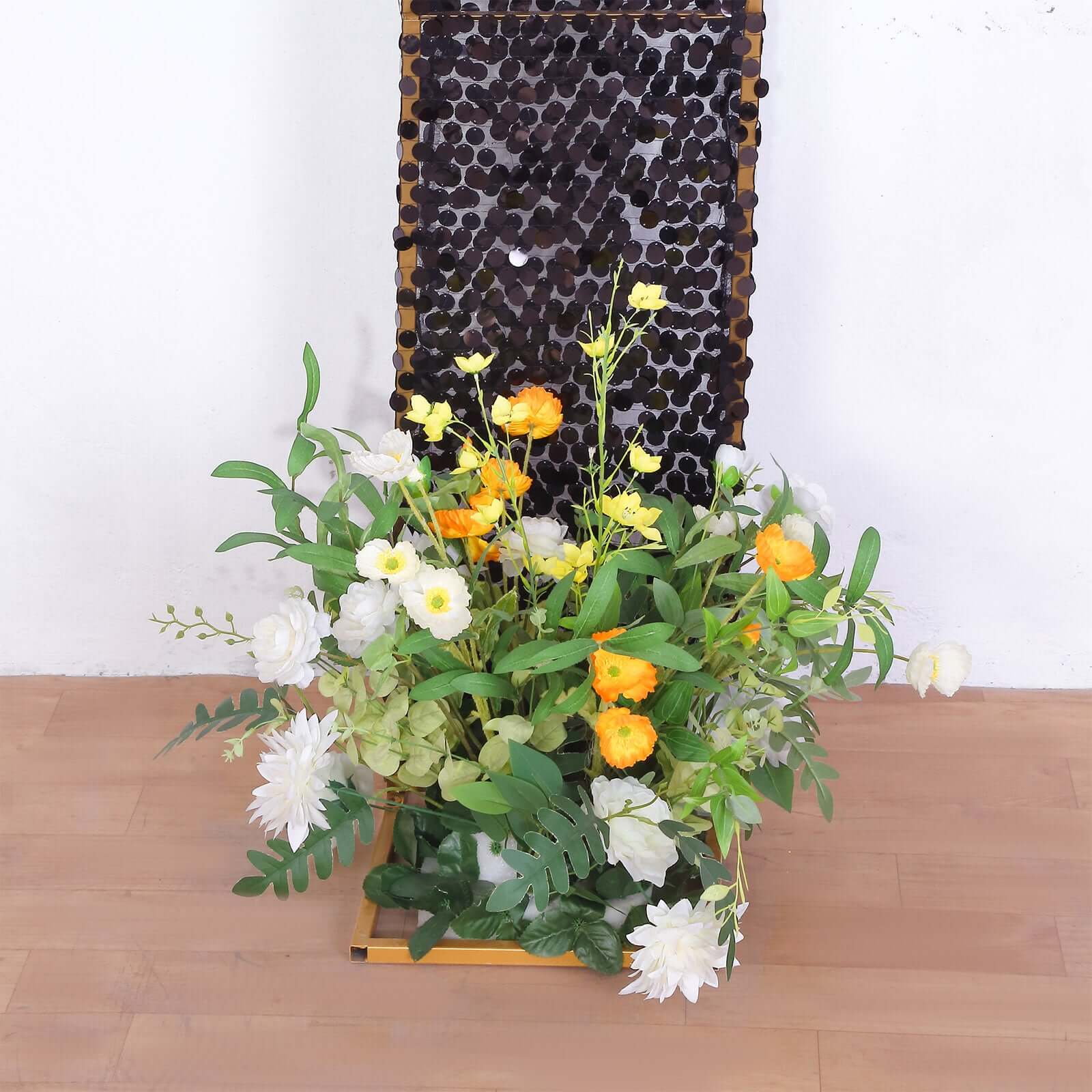 8ft Black Double Sided Big Payette Sequin Open Arch Wedding Arch Cover, U - Shaped Fitted Wedding Backdrop Slipcover - Bell Racket Store