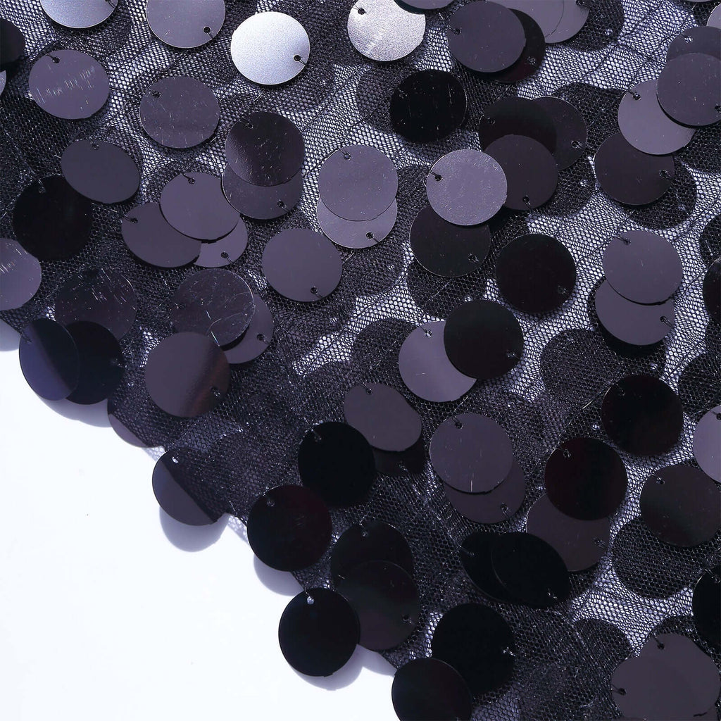 8ft Black Double Sided Big Payette Sequin Open Arch Wedding Arch Cover, U - Shaped Fitted Wedding Backdrop Slipcover - Bell Racket Store