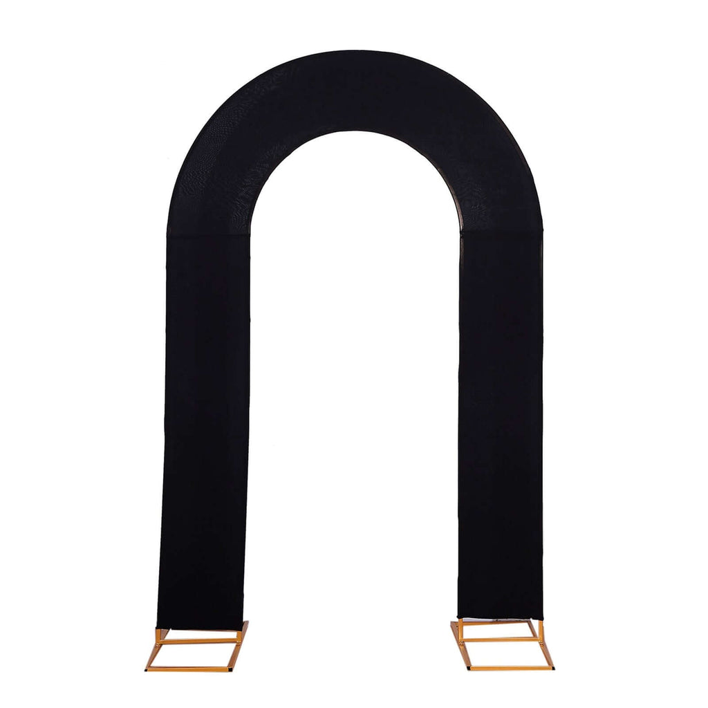 8ft Black Spandex Fitted Open Arch Wedding Arch Cover, Double - Sided U - Shaped Backdrop Slipcover - Bell Racket Store