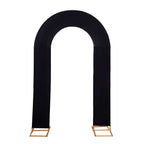 8ft Black Spandex Fitted Open Arch Wedding Arch Cover, Double - Sided U - Shaped Backdrop Slipcover - Bell Racket Store
