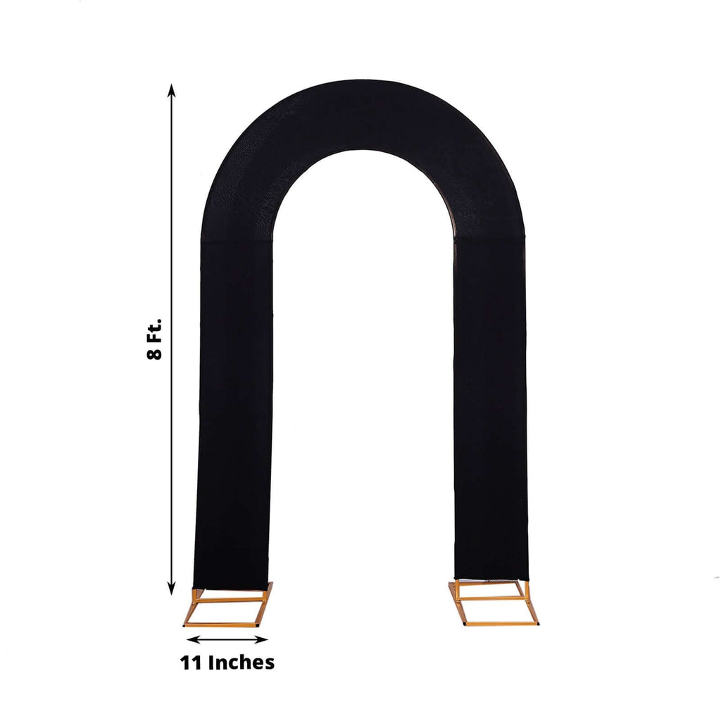 8ft Black Spandex Fitted Open Arch Wedding Arch Cover, Double - Sided U - Shaped Backdrop Slipcover - Bell Racket Store