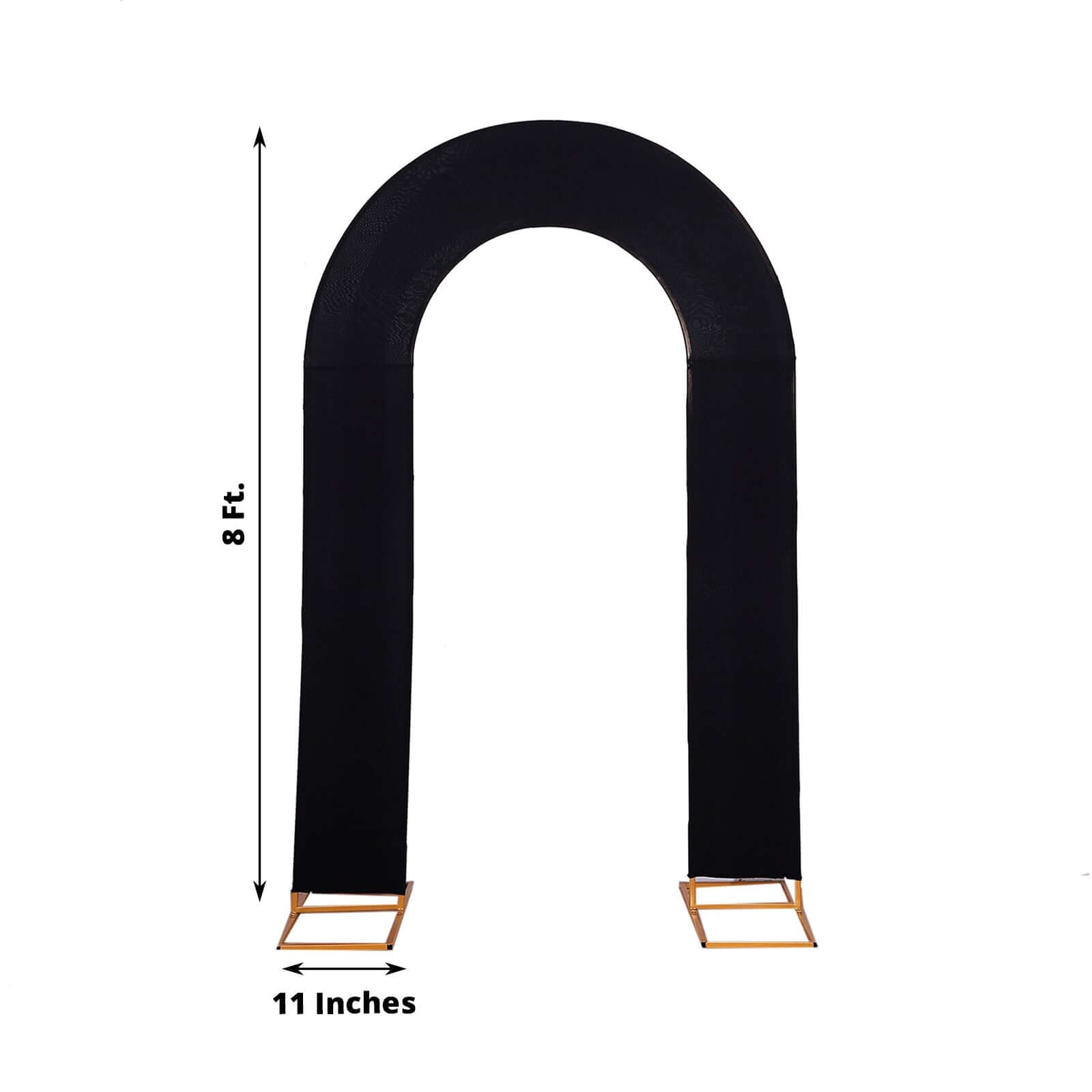8ft Black Spandex Fitted Open Arch Wedding Arch Cover, Double - Sided U - Shaped Backdrop Slipcover - Bell Racket Store