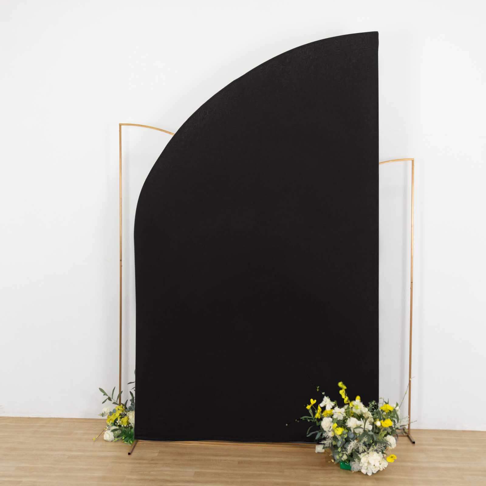 8ft Black Spandex Fitted Wedding Arch Cover For Half Moon Top Chiara Backdrop Stand - Bell Racket Store