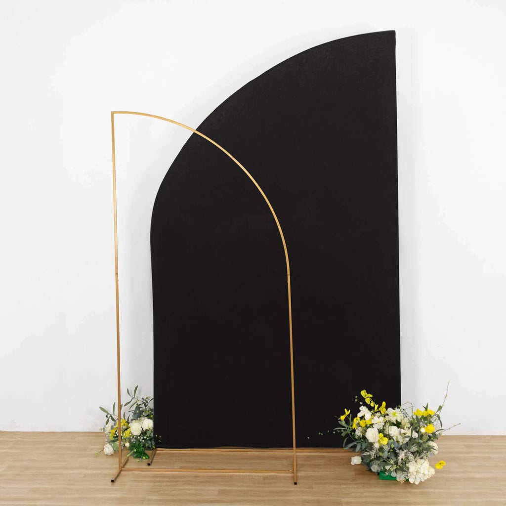 8ft Black Spandex Fitted Wedding Arch Cover For Half Moon Top Chiara Backdrop Stand - Bell Racket Store